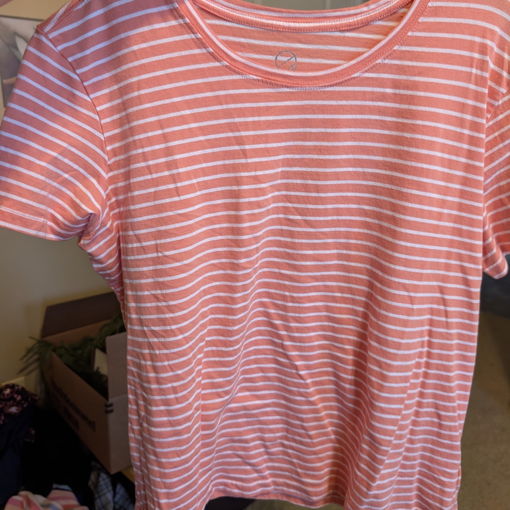 Pink and White Striped T-Shirt